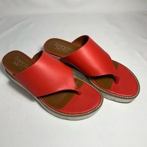 Franco Sarto Christa Tangelo Color Wedge Thongs Sandal Platform 7.5 flip flop